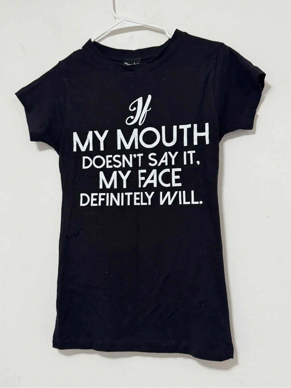 Popular Sports Graphic T-Shirt Women’s Black Crew Neck Funny Quote Tee